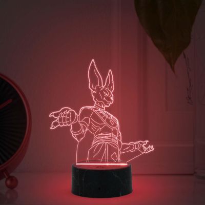 3D Illusion Beerus Dragon Ball Anime night lamp with  Automatic Color Changing Light Birthday Gift for Kids, Anime Lover & Home Decor