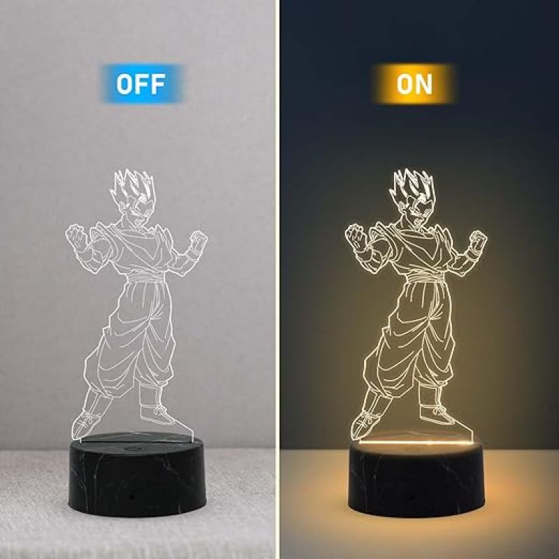 3D Illusion Vegeta Action Figure Anime night lamp with Warm White Light Birthday Gift for Kids, Anime Lover & Home Decor