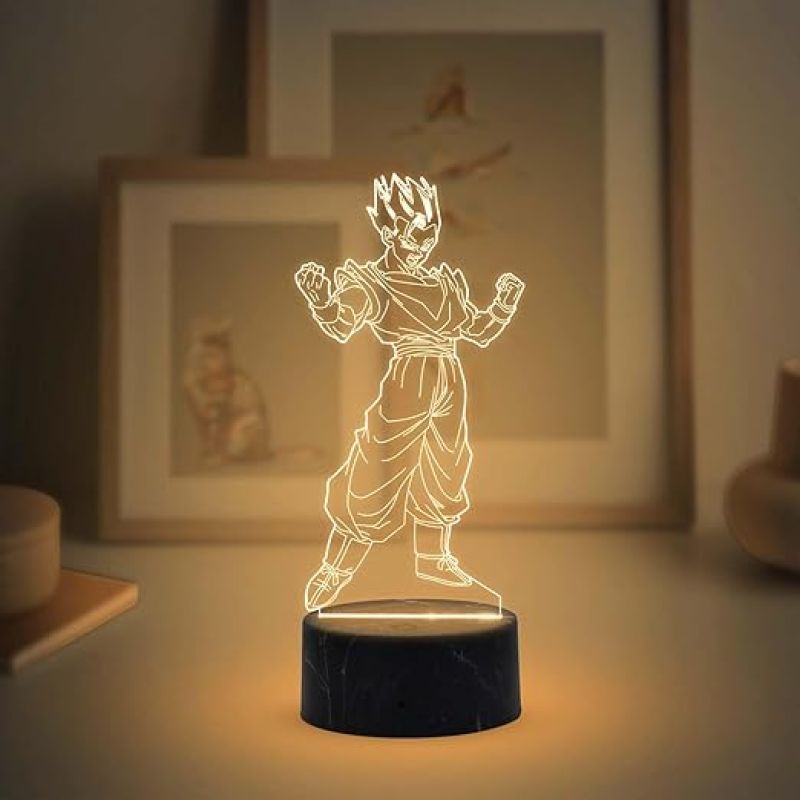 3D Illusion Vegeta Action Figure Anime night lamp with Warm White Light Birthday Gift for Kids, Anime Lover & Home Decor