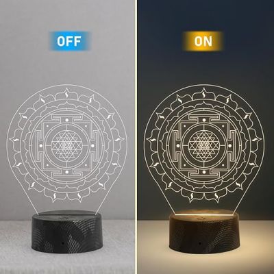 3D Illusion Shri Yantra night lamp with Warm White Light Meditation ,Yoga Room & Home Decor