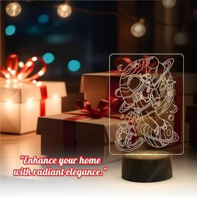 3D Illusion Astronaut Space Night Lamp with Warm White Light Kids’ Bedroom, Gaming Room, Home & Party Décor
