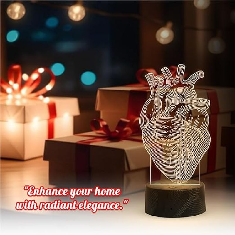 3D Illusion Cardiologist Night Light with Warm White Light Gift for Heart Surgeon Doctor, Heart Specialist, Medical Student, & Clinic Decor Lamp