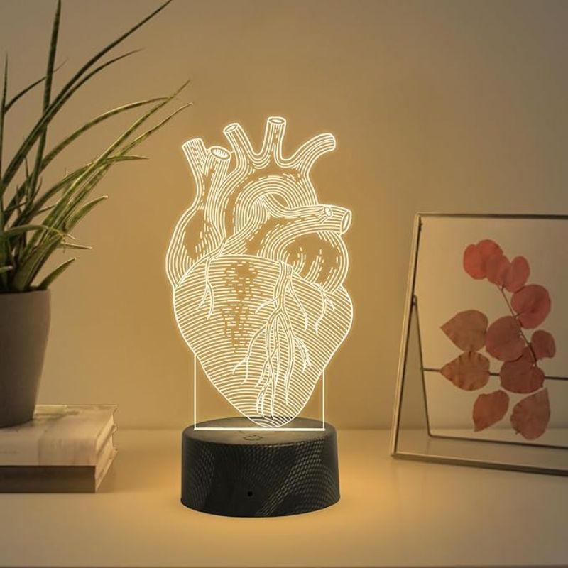 3D Illusion Cardiologist Night Light with Warm White Light Gift for Heart Surgeon Doctor, Heart Specialist, Medical Student, & Clinic Decor Lamp