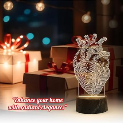 3D Illusion Cardiologist Night Light with Warm White Light Gift for Heart Surgeon Doctor, Heart Specialist, Medical Student, & Clinic Decor Lamp
