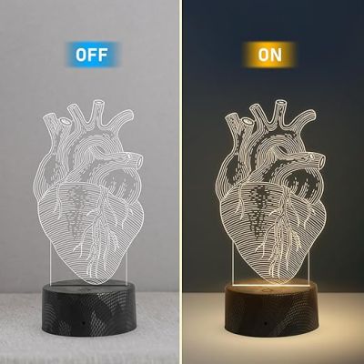 3D Illusion Cardiologist Night Light with Warm White Light Gift for Heart Surgeon Doctor, Heart Specialist, Medical Student, & Clinic Decor Lamp