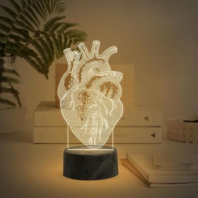 3D Illusion Cardiologist Night Light with Warm White Light Gift for Heart Surgeon Doctor, Heart Specialist, Medical Student, & Clinic Decor Lamp