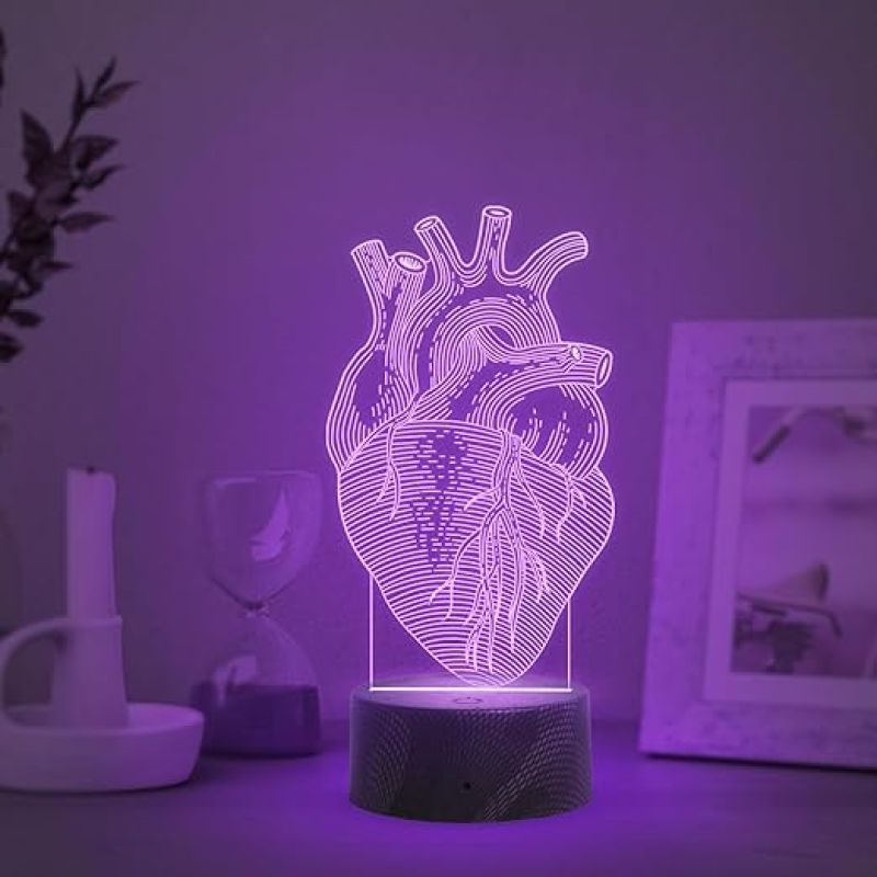 3D Illusion Cardiologist Night Light with Multicolored Light Gift for Heart Surgeon Doctor, Heart Specialist, Medical Student, & Clinic Decor Lamp