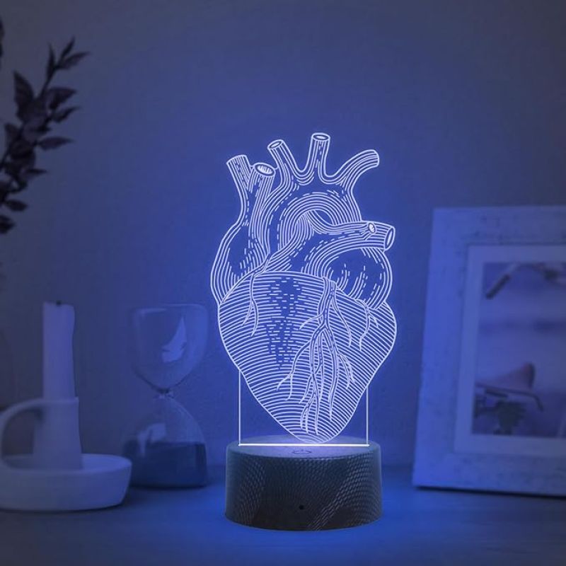 3D Illusion Cardiologist Night Light with Multicolored Light Gift for Heart Surgeon Doctor, Heart Specialist, Medical Student, & Clinic Decor Lamp