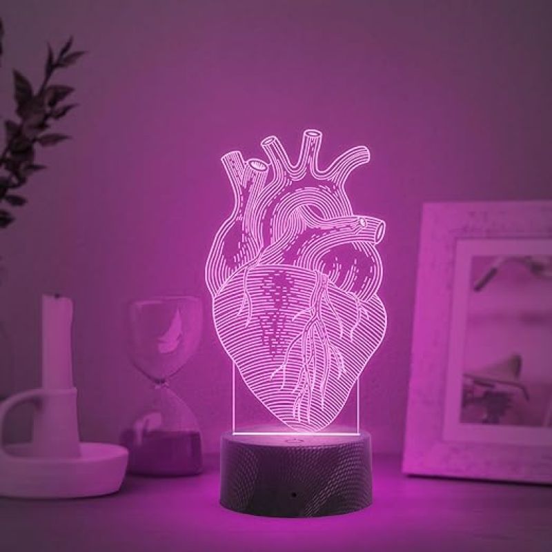 3D Illusion Cardiologist Night Light with Multicolored Light Gift for Heart Surgeon Doctor, Heart Specialist, Medical Student, & Clinic Decor Lamp