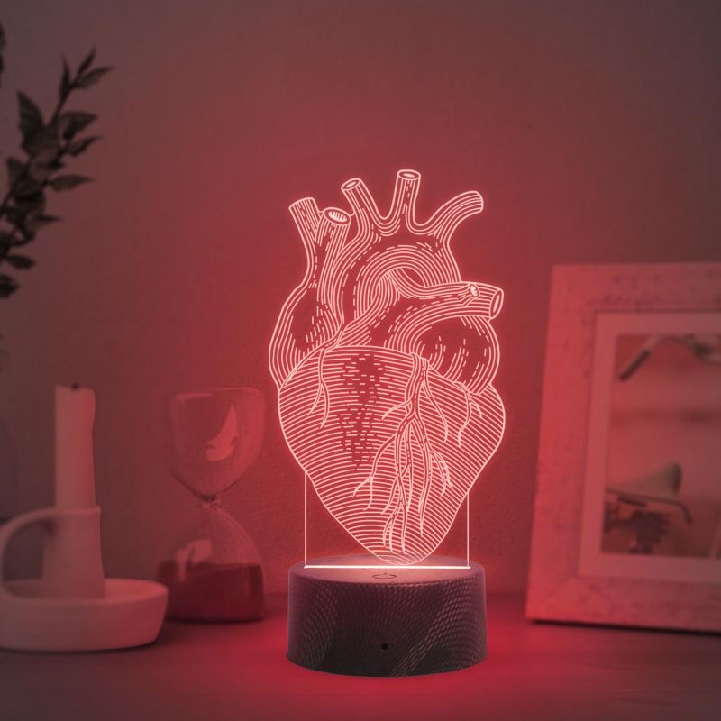 3D Illusion Cardiologist Night Light with Multicolored Light Gift for Heart Surgeon Doctor, Heart Specialist, Medical Student, & Clinic Decor Lamp