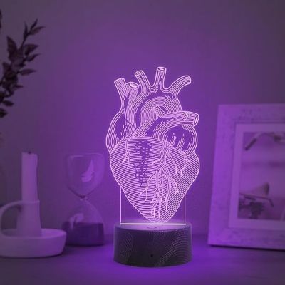3D Illusion Cardiologist Night Light with Multicolored Light Gift for Heart Surgeon Doctor, Heart Specialist, Medical Student, & Clinic Decor Lamp