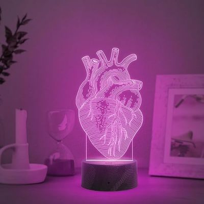 3D Illusion Cardiologist Night Light with Multicolored Light Gift for Heart Surgeon Doctor, Heart Specialist, Medical Student, & Clinic Decor Lamp