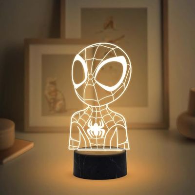 3D Illusion Spiderman Night Lamp with Warm White Light Gift for Avengers Lovers