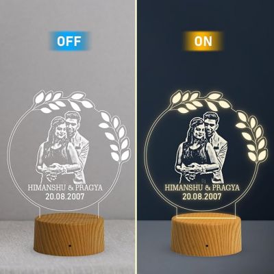 Couple Photo night lamp with Warm White Light Customized Photo Name Date Gift For Husband Wife 1st Anniversary