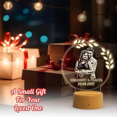 Couple Photo night lamp with Warm White Light Customized Photo Name Date Gift For Husband Wife 1st Anniversary