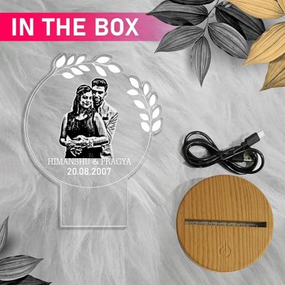 Couple Photo night lamp with Automatic Color Changing Light Customized Photo Name Date Gift For Husband Wife 1st Anniversary