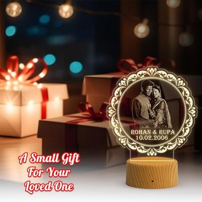 Couple Photo night lamp with Warm White Light Customized Photo Name Date Anniversary Gift for Couples