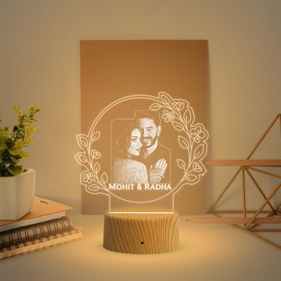 Couple Photo night lamp with Warm White Light Customized Photo Name Anniversary Gift for Wife