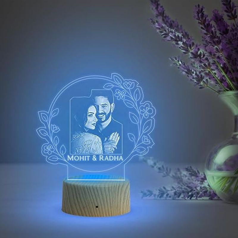 Couple Photo night lamp with Customized Photo Name Anniversary Gift for Wife