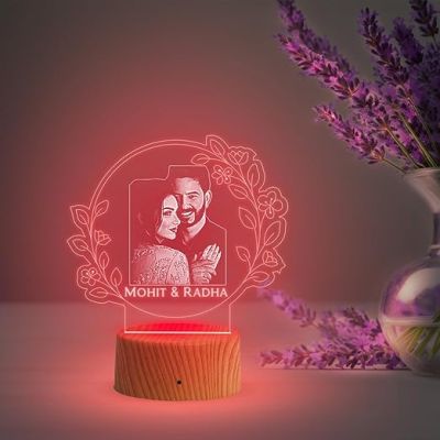 Couple Photo night lamp with Customized Photo Name Anniversary Gift for Wife