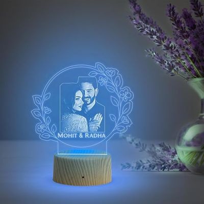 Couple Photo night lamp with Customized Photo Name Anniversary Gift for Wife
