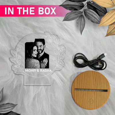 Couple Photo night lamp with Customized Photo Name Anniversary Gift for Wife
