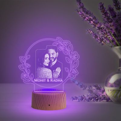 Couple Photo night lamp with Customized Photo Name Anniversary Gift for Wife