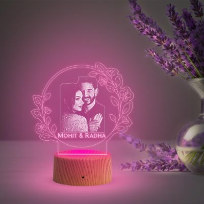 Couple Photo night lamp with Customized Photo Name Anniversary Gift for Wife
