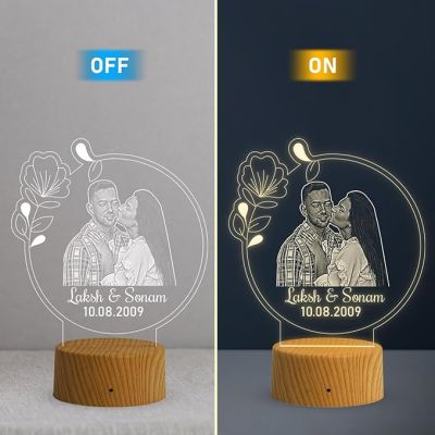 Couple Photo night lamp with Warm White Light Customized Photo Name Date Birthday Gift for Couple