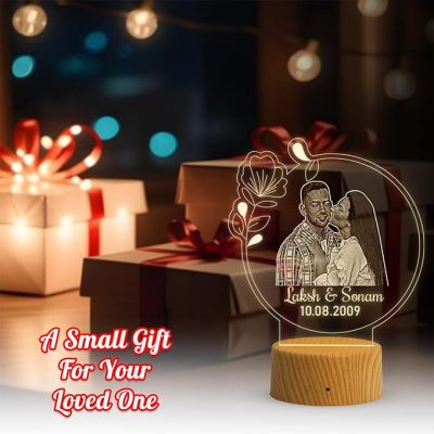 Couple Photo night lamp with Warm White Light Customized Photo Name Date Birthday Gift for Couple