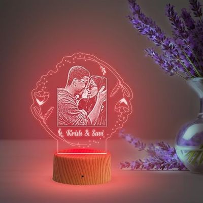 Couple Photo night lamp with Warm White Light Customized Photo Name Birthday Gift for Wife  Husband