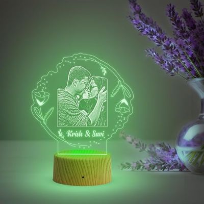 Couple Photo night lamp with Warm White Light Customized Photo Name Birthday Gift for Wife  Husband