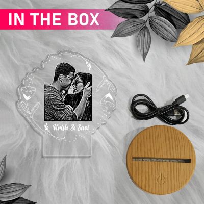 Couple Photo night lamp with Warm White Light Customized Photo Name Birthday Gift for Wife  Husband