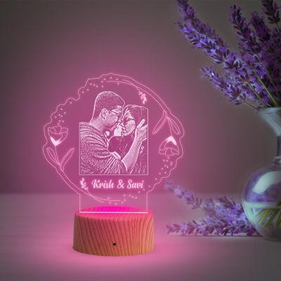 Couple Photo night lamp with Warm White Light Customized Photo Name Birthday Gift for Wife  Husband