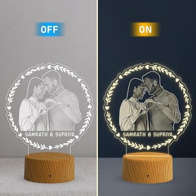 Couple Photo night lamp with Warm White Light Customized Photo Name Engagement Gift for Couple
