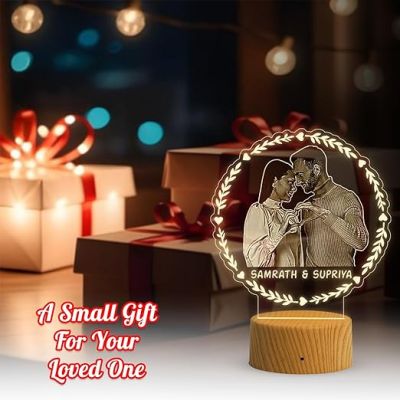 Couple Photo night lamp with Warm White Light Customized Photo Name Engagement Gift for Couple