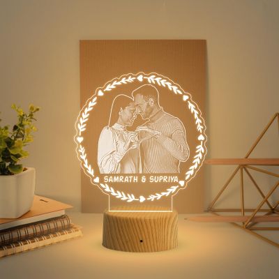 Couple Photo night lamp with Warm White Light Customized Photo Name Engagement Gift for Couple