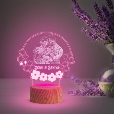 Couple Photo night lamp with Automatic Color Changing Light Customized Photo Name Gift for Lovebale Person