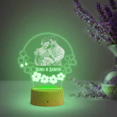 Couple Photo night lamp with Automatic Color Changing Light Customized Photo Name Gift for Lovebale Person