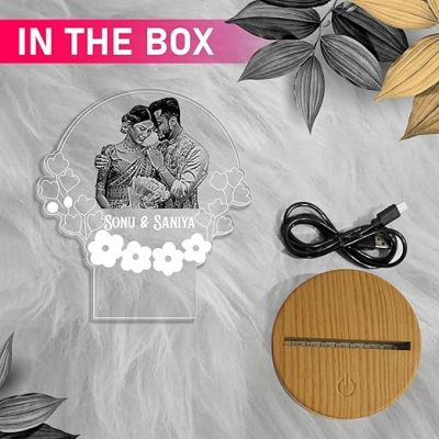 Couple Photo night lamp with Automatic Color Changing Light Customized Photo Name Gift for Lovebale Person