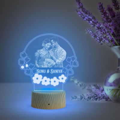 Couple Photo night lamp with Automatic Color Changing Light Customized Photo Name Gift for Lovebale Person