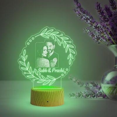 Couple Photo night lamp with Automatic Color Changing Light Customized Photo Name Newly Married Couple Gift