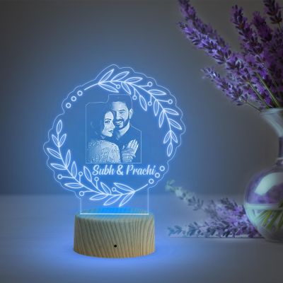 Couple Photo night lamp with Automatic Color Changing Light Customized Photo Name Newly Married Couple Gift