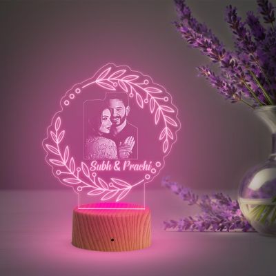 Couple Photo night lamp with Automatic Color Changing Light Customized Photo Name Newly Married Couple Gift