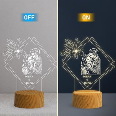 Couple Photo night lamp with Warm White Light Customized Photo Name Valentine Day Gift for Couple
