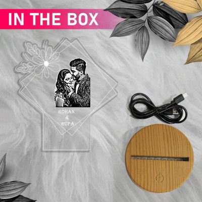 Couple Photo night lamp with Warm White Light Customized Photo Name Valentine Day Gift for Couple