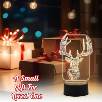 3D Illusion Deer Animal night lamp with Warm White Light Return Gift Kids Birthday Home & Office Decor Light