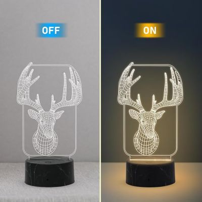 3D Illusion Deer Animal night lamp with Warm White Light Return Gift Kids Birthday Home & Office Decor Light