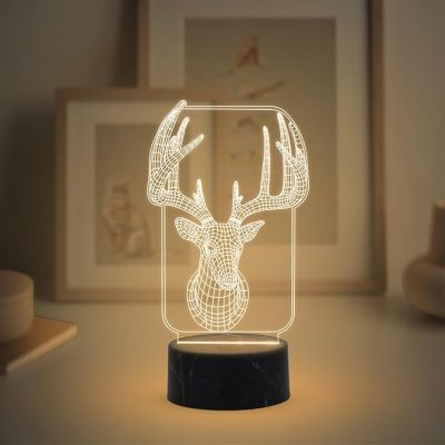 3D Illusion Deer Animal night lamp with Warm White Light Return Gift Kids Birthday Home & Office Decor Light