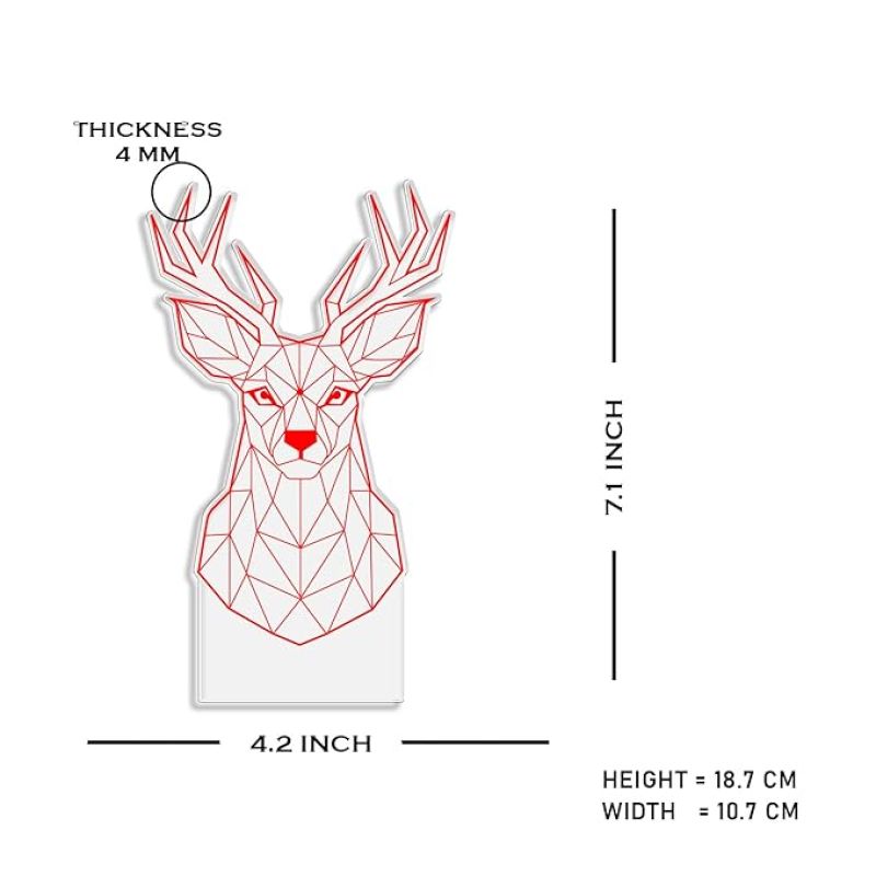 3D Illusion Deer Head Night Lamp with Warm White Light Return Gift Kids Birthday Home & Office Decor Light